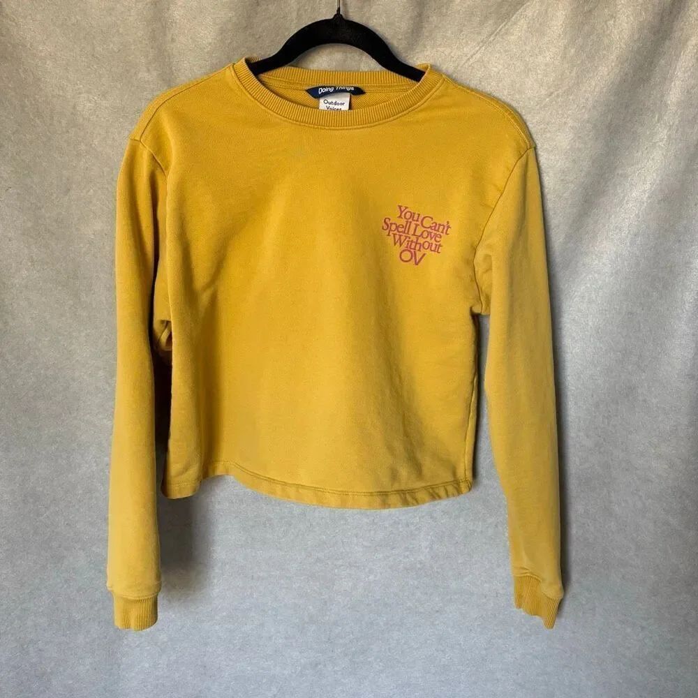 Outdoor Voices Pullover Love Without OV Cropped Womens Size XS with Flaw
